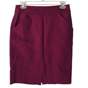 J. Crew The Pencil Skirt Double-Serge Cotton Size 2 Burgundy Careerwear Party